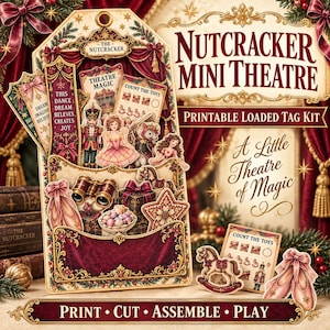 Jul utskrivbar Nötknäpparen Mini Theatre Loaded Tag Kit!