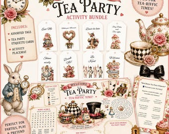 Verrückter Hutmacher-Tee-Party druckbare Bündel (digitaler Download)