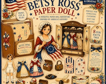 Betsy Ross Paper Doll Aktivität | Vintage Americana Printable (Digitaler Download)
