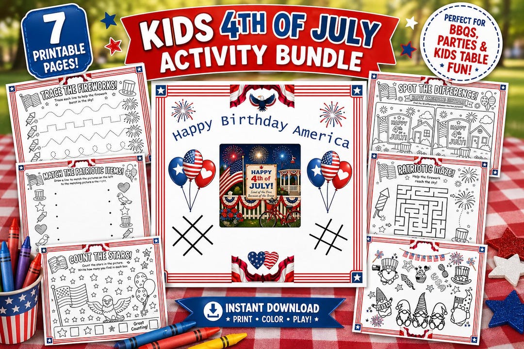 Kids 4th of July Activity Bundle – Printable Patriotic Fun for Kids - Etsy