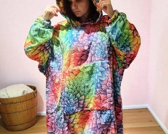 Sudadera con capucha de sherpa gigante y esponjosa, reversible, para usar, de forro polar extragrande, regalo de Navidad largo