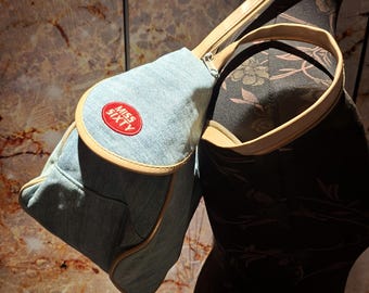Raro bolso de hombro/mochila pequeño vintage de mezclilla Miss Sixty 2 en 1, regalo perfecto para ella.