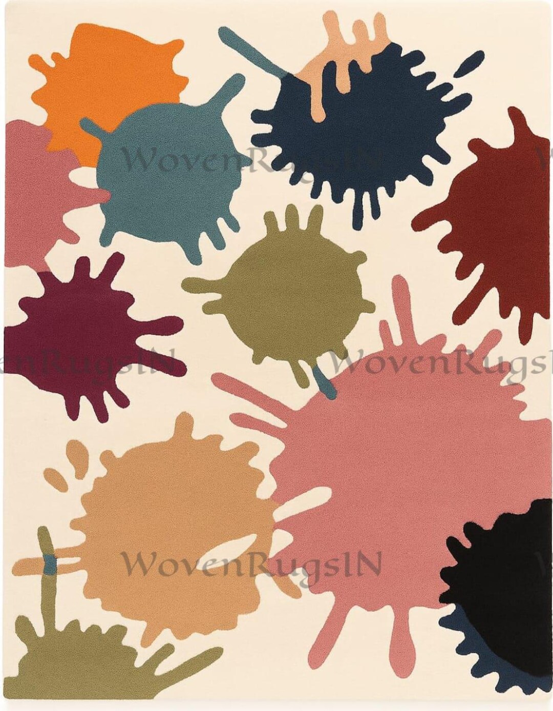 Abstract Paint Splatter Rug: Modern Art Tufted Area Carpet Custom Sizes ...