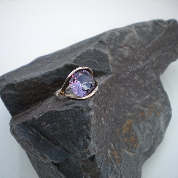 1960s Mod Sterling Ring Alexandrite Size 5.75