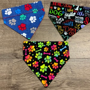 MEDIUM Dog scarf, One scarf, dog bandana, over the collar, Buffalo Plaid, dog bones