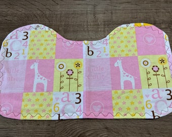 Baby girl, contoured burp cloths, flannel fabric, new, baby shower, baby gift, baby essential