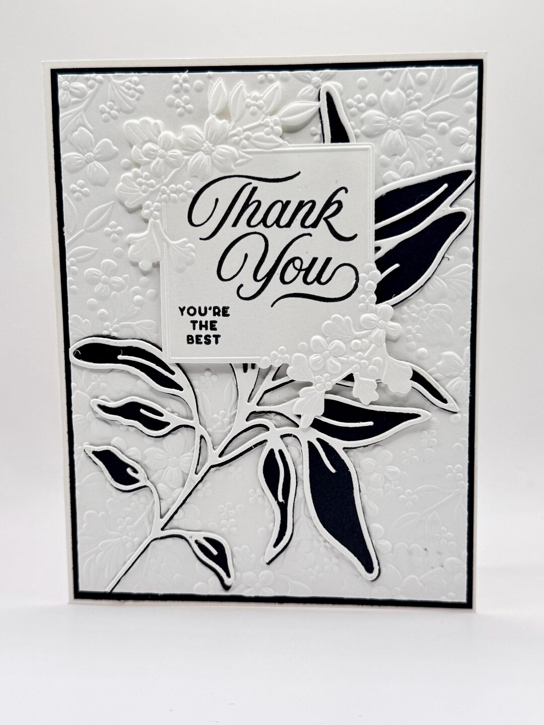 Elegant Embossed Thank You Card Floral Handmade Greeting - Etsy