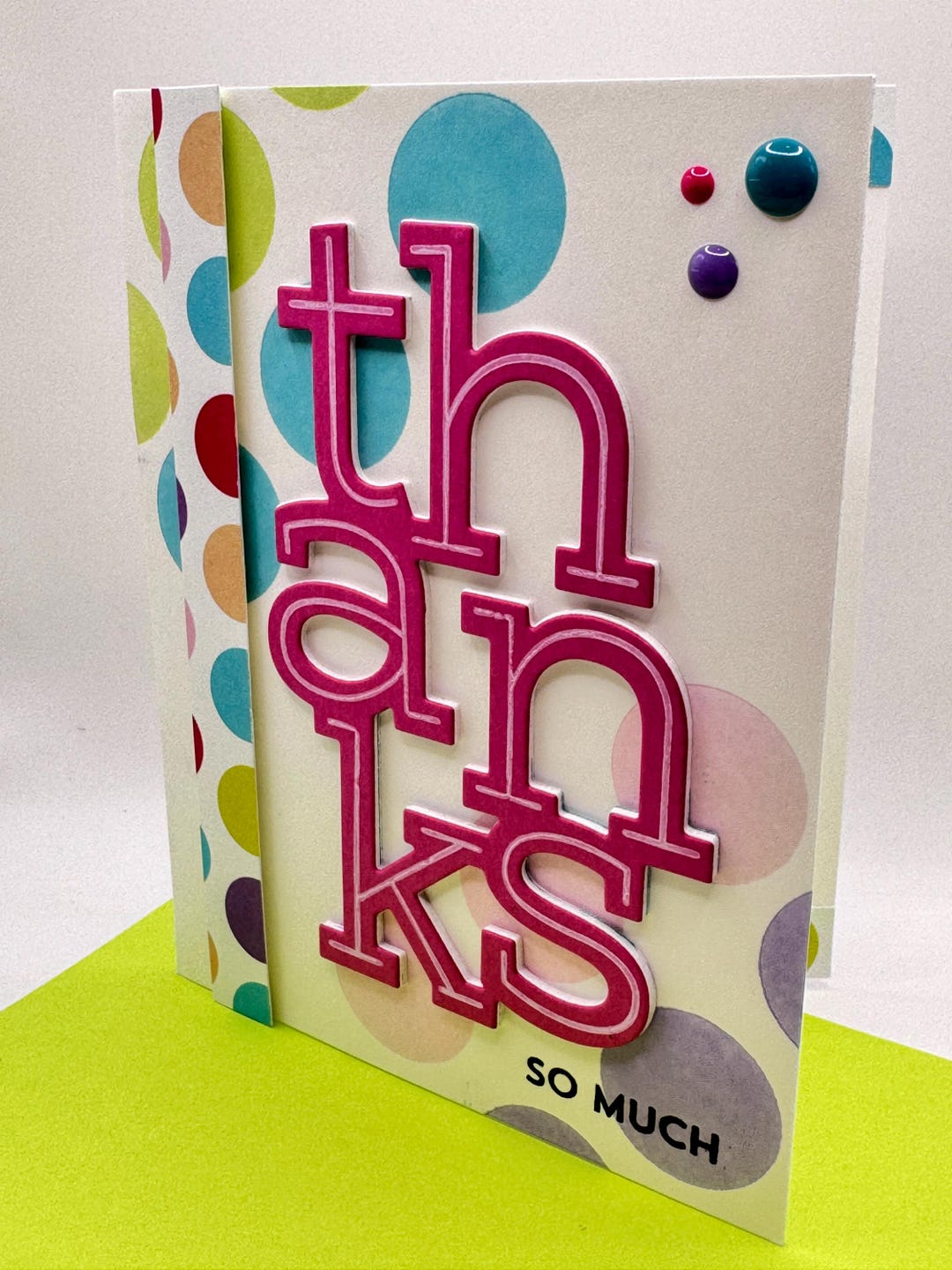 Colorful Polka Dot Thank You Card - Handmade Greeting Card - Etsy