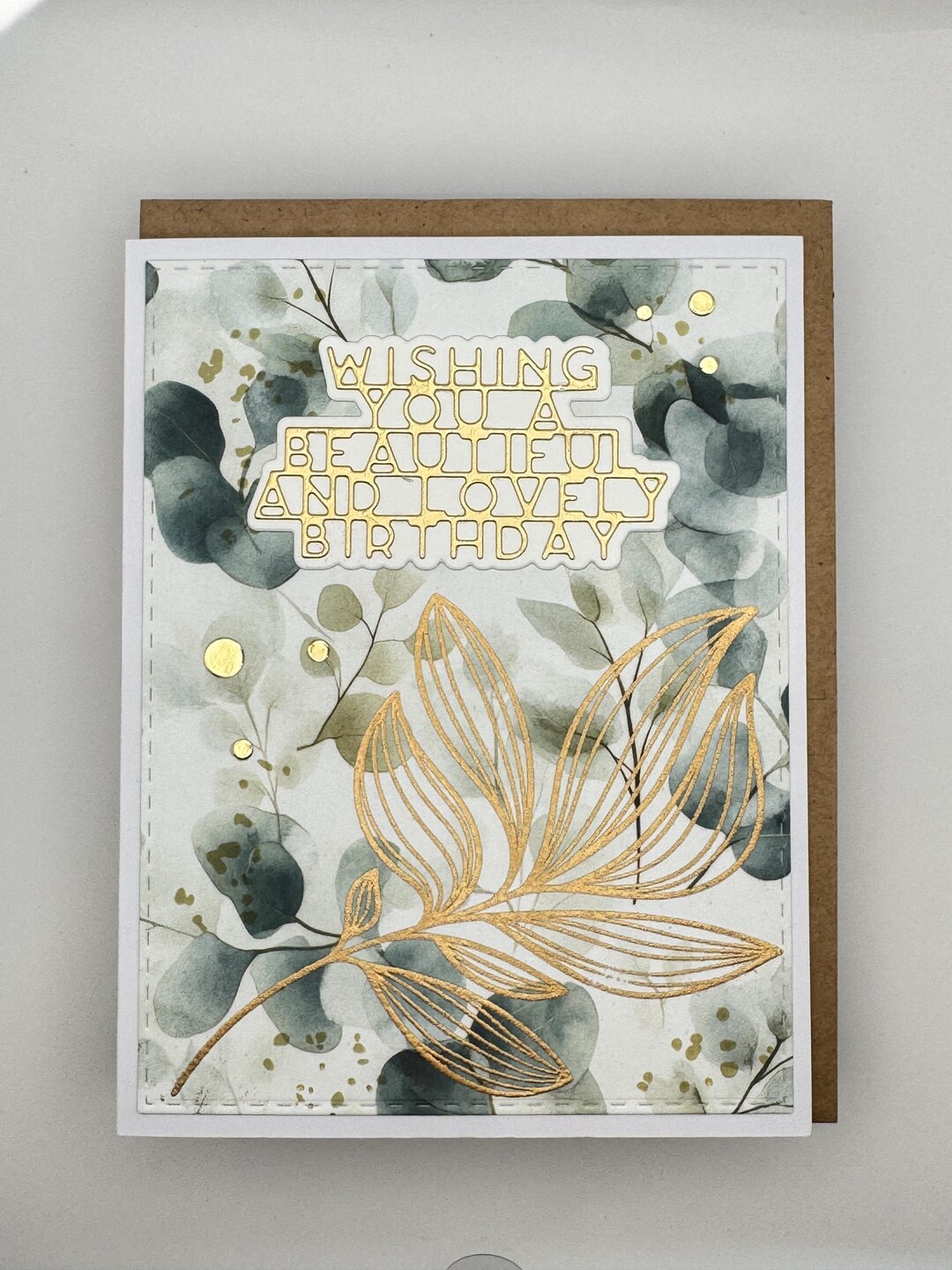 Elegant Gold Foil Birthday Card Botanical Handmade Greeting - Etsy