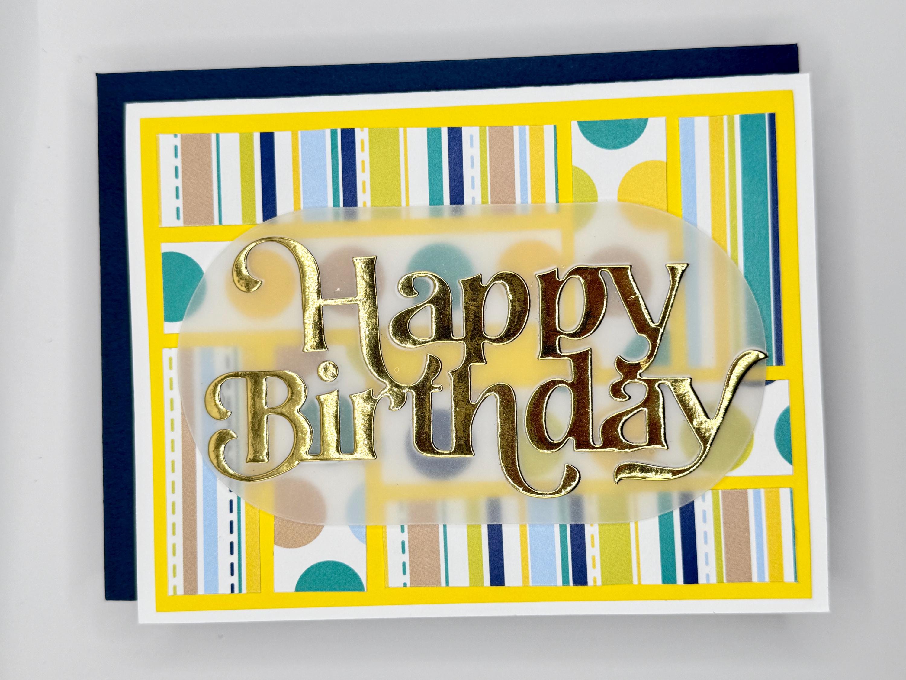 Handmade Happy Birthday Card With Colorful Stripes and Polka Dots - Etsy