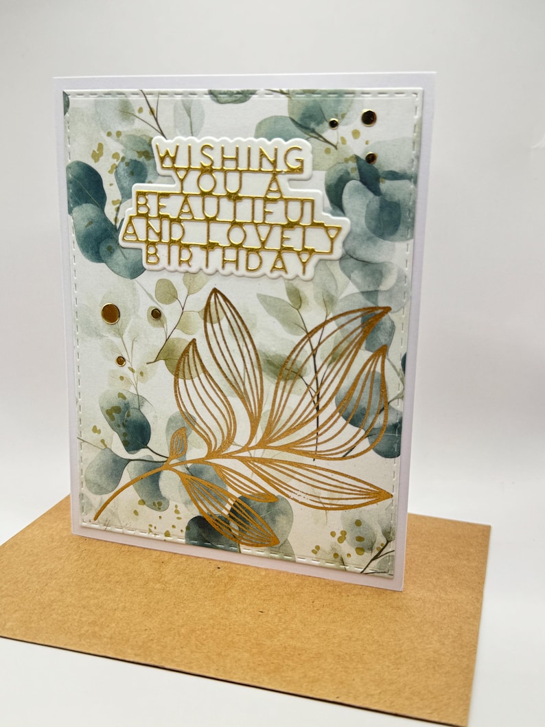 Elegant Gold Foil Birthday Card Botanical Handmade Greeting - Etsy
