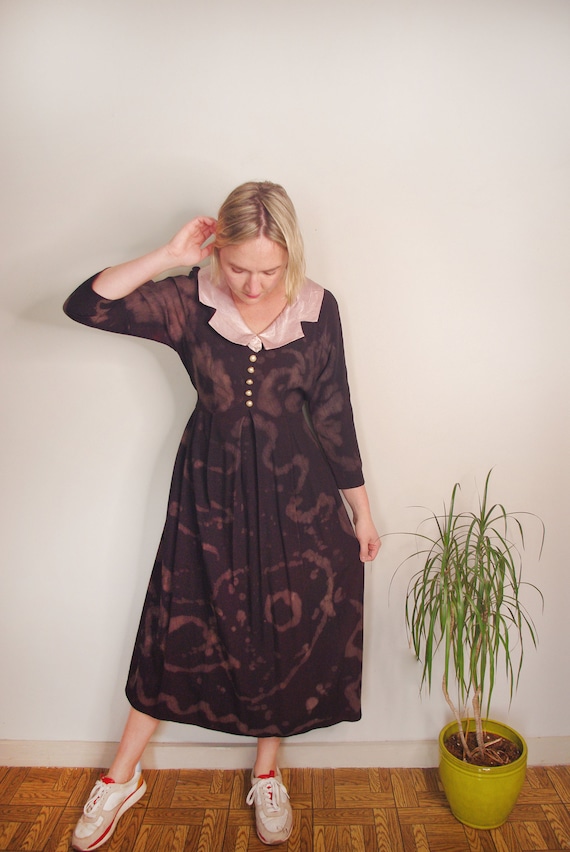 Vintage Clothing, 80s Reworked Midi Dress, Collare