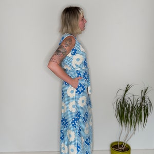 Vintage Clothing, Women's Clothing, Vintage 1960s/1970s Women's Jamison Boutique Blue and White Picnic Maxi Dress, Small/Medium image 2