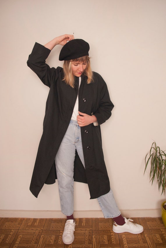 Vintage Clothing, 80s Black Trench Coat, Women's T