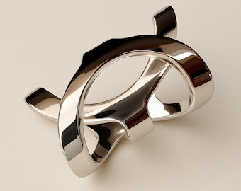 Anillo de plata con diseño escultural para artritis: joyería de arte abstracto moderno