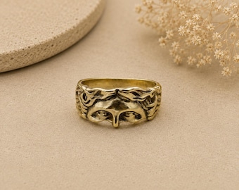 Bague vintage en laiton, bijoux tribaux gothiques mystiques,