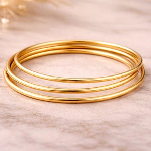Adjustable Brass Bangle Set, Minimalist Stacking Bracelets