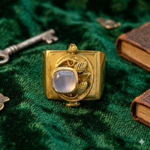 Vintage giftboxring – hemlig medaljongring med dolt fack, antik stil i statement-stil, gotiska viktorianska smycken i present