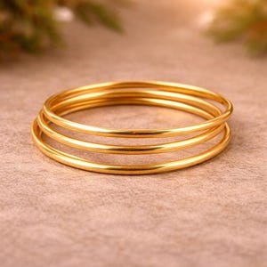 Adjustable Brass Bangles Set, Minimalist Stacking Bracelets
