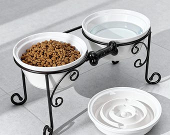 Elevated Double Bowl Feeder for Medium and Large Dogs