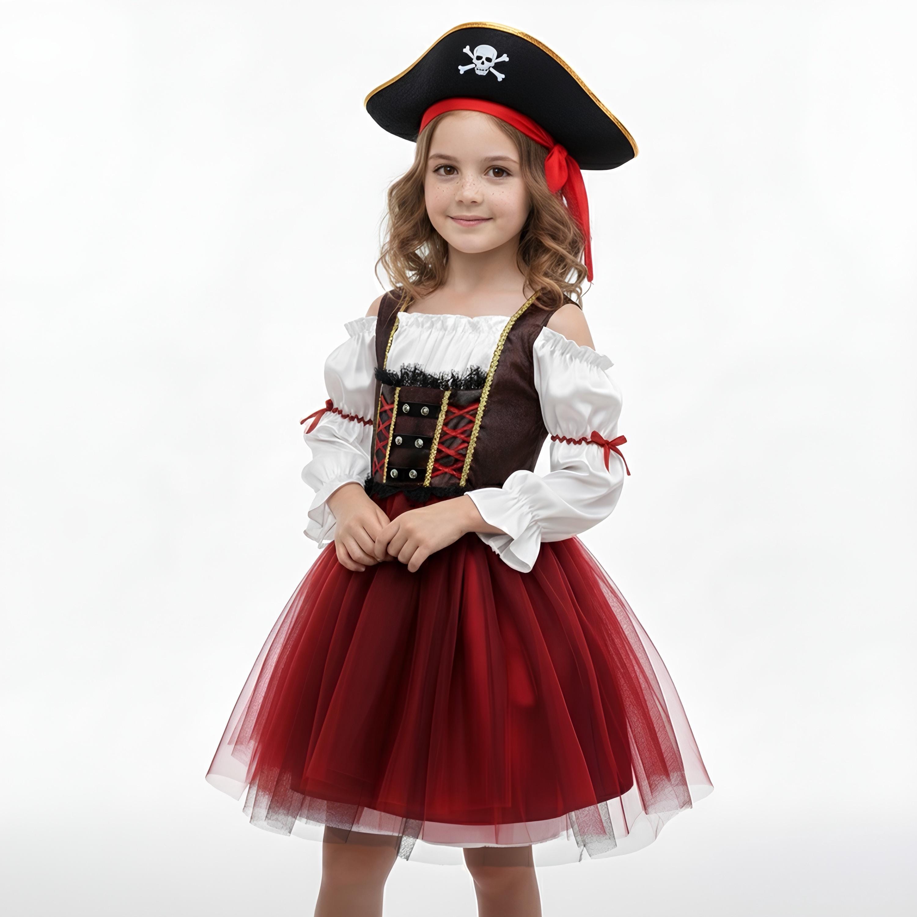 Portrait Of 10 Years A Girl In A Costume Of A Pirate With Treasures | Premium AI-generated Image
