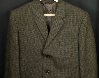 Blazer vintage de tweed de los años 70, chaqueta deportiva de lana hecha a mano, estilo Dark Academia.