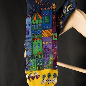 Corbata 100% seda estilo era espacial: estampado de ovnis, paisaje urbano retro y estrellas atómicas.