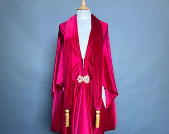1920s Red Velvet Gown, Art Deco Flapper cocoon coat