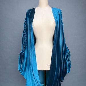 1920er Jahre Teal Samt Kokon Mantel, Art Deco Flapper Cape