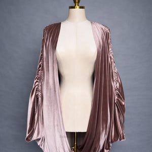 Abrigo capullo de terciopelo elástico con efecto seta, estilo flapper de los años 20, capa art déco