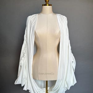 Elfenbein Stretch Samt Kokon Mantel, 20er Jahre Flapper Stil, Art Deco Cape