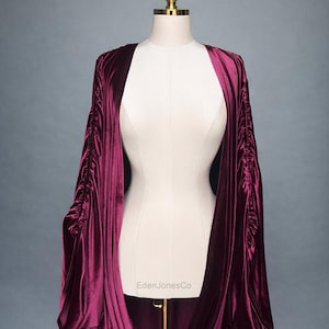 Burgunder Samt Kokon Mantel, 1920er Jahre Flapper Cape, Art Deco Kimono