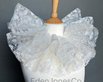 Cream Lace Neck Ruffle Collar Victorian Burlesque Costume Accessory