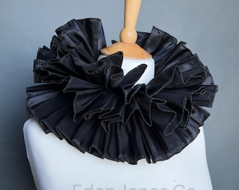 Black Tafetta Neck Ruffle Collar – Burlesque Costume Accessory Extra Volume