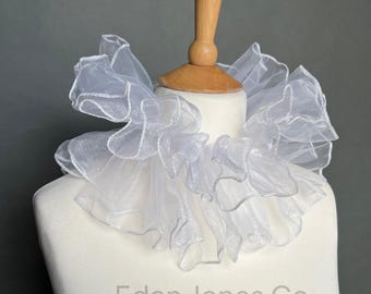 White Organza Circus Clown Neck Ruffle Collar
