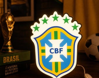 CBF Brazil 3D Light Box Lamp – LED Light Sign for Office or Bedroom – Official Seleção Decor – Brazil Fan Gift