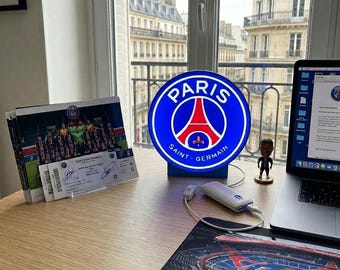 Paris Saint-Germain LED Table Lamp | PSG Logo Light Box | Official Stadium Decoration for Fans | Gift Idea for Home Decor