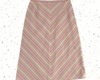 ICB Japanese Skirt Chevron Striped Neutral Salmon Pink Corporate Office Size 2 FLAW