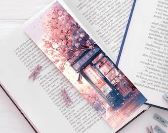 Marcapáginas de restaurante japonés, estilo romántico y cottagecore