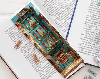 Marcapáginas para ventana de librería, ilustración romántica de estilo cottagecore, regalo para un lector