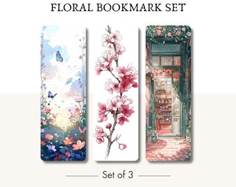 Juego de 3 marcapáginas florales, un regalo romántico para los amantes de los libros, las flores y la primavera.