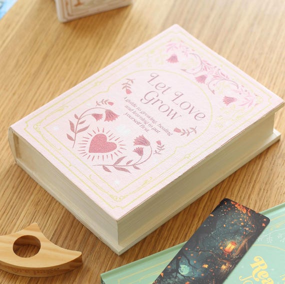 Pink Book-shaped Box With Gold Details - Decorative Storage - Etsy
