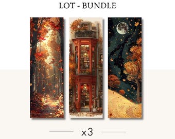 Lote de 3 marcapáginas - Selección Otoño - escaparate y naturaleza