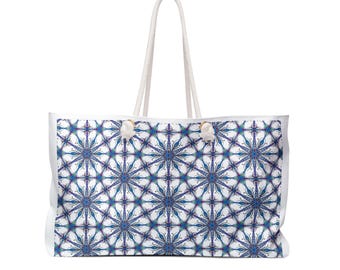 Patterned Large Weekender Tote Bag with Rope Handles.