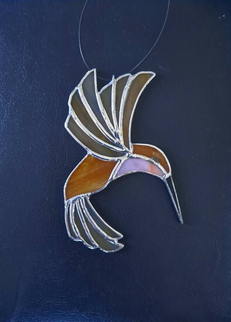 Rufus Hummingbird Suncatcher, Stained Glass Hummer, Window Decor, Handmade, HomeandLiving, Home Décor, Bird Lovers Gift Idea image 2