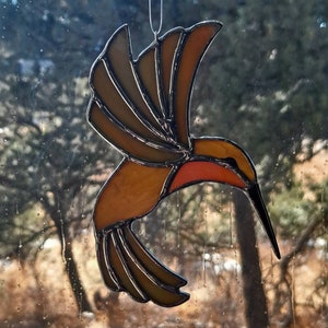 Rufus Hummingbird Suncatcher, Stained Glass Hummer, Window Decor, Handmade, HomeandLiving, Home Décor, Bird Lovers Gift Idea image 6