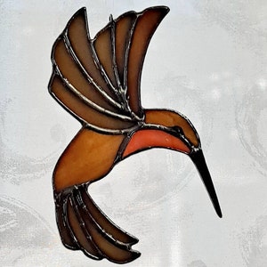 Rufus Hummingbird Suncatcher, Stained Glass Hummer, Window Decor, Handmade, HomeandLiving, Home Décor, Bird Lovers Gift Idea image 7