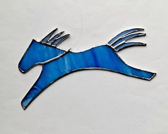 Blue Spirit Horse Suncatcher, Handmade Stained Glass, Native American Horse, Southwest Decor, Home & Living, Home Décor