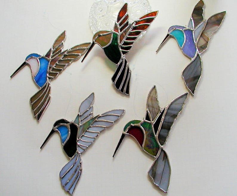 Rufus Hummingbird Suncatcher, Stained Glass Hummer, Window Decor, Handmade, HomeandLiving, Home Décor, Bird Lovers Gift Idea image 9