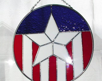 Stars/Stripes Suncatcher, USA, Proud, Window Decor,  Handmade, Stained Glass, Home & Living, Home Décor, Decorative, Patriotic, Armed Forces